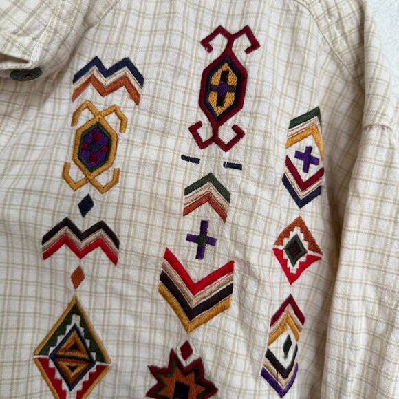Vintage CST Sport Embroidered Aztec Western Beige Size 2X Button down - Picture 4 of 11